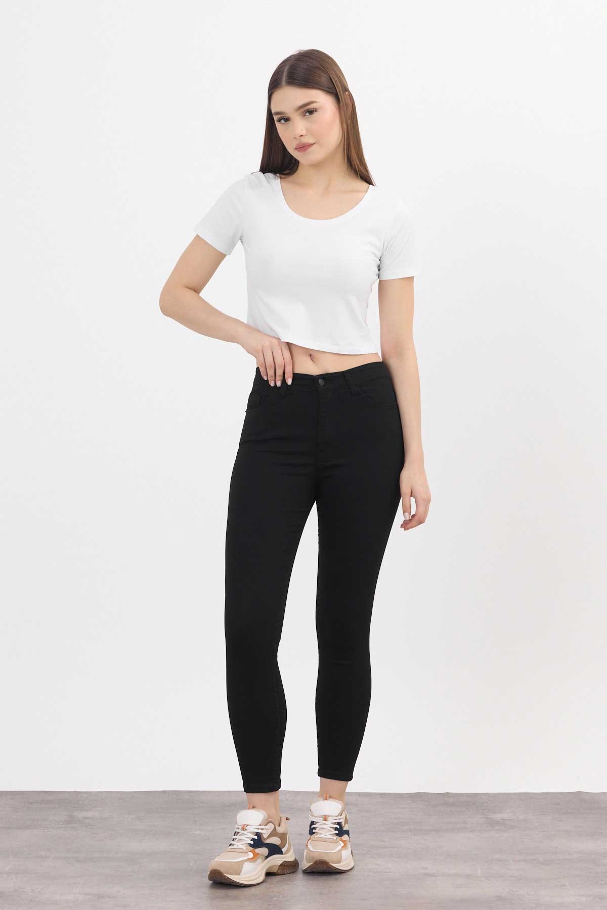 Siyah Dar Paça Skinny Pantolon 11013-1