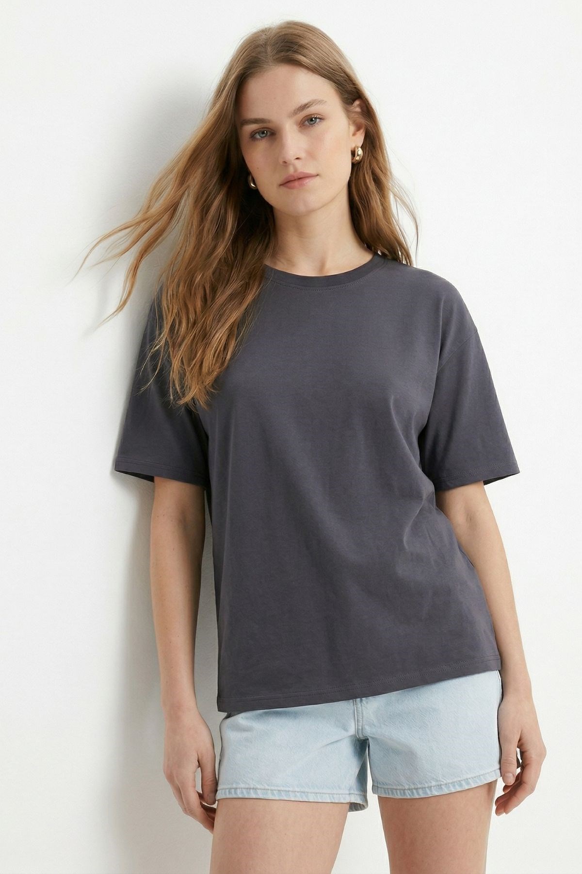 Oversize Tişört TCR-1633 Füme