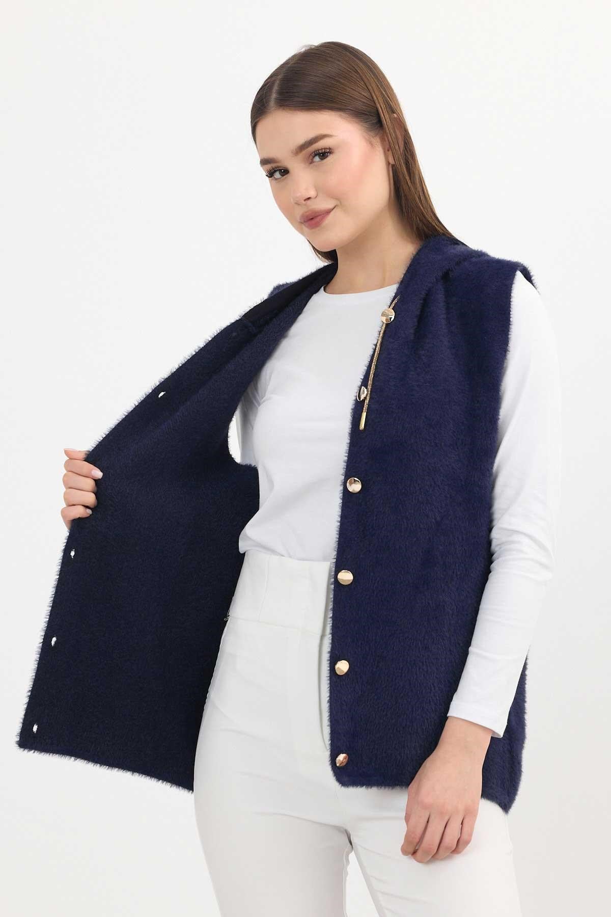 Kapüşonlu Yumoş Yelek 6681 Laci 3