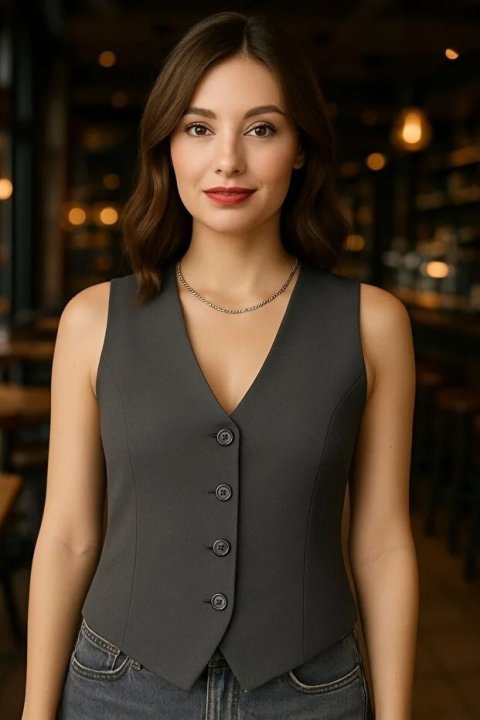 Kadın Füme Astarlı Yelek 4