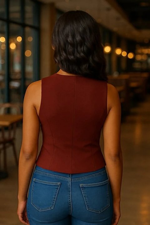 Kadın Bordo Astarlı Yelek 7
