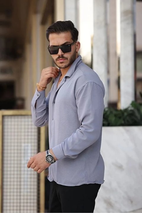 Erkek Siyah Bol Kesim Dokulu Oversize Salaş Ayrobin Gömlek 4