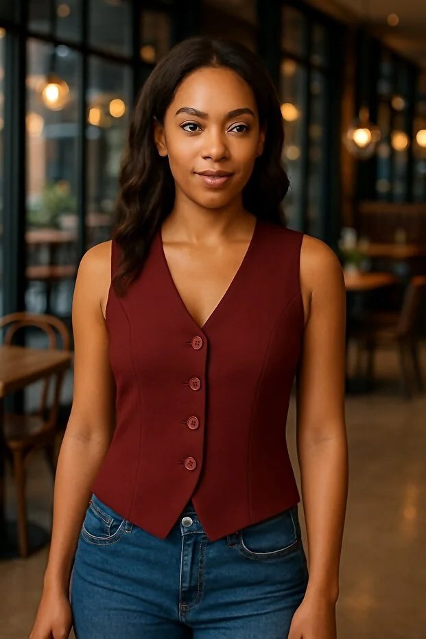 Kadın Bordo Astarlı Yelek