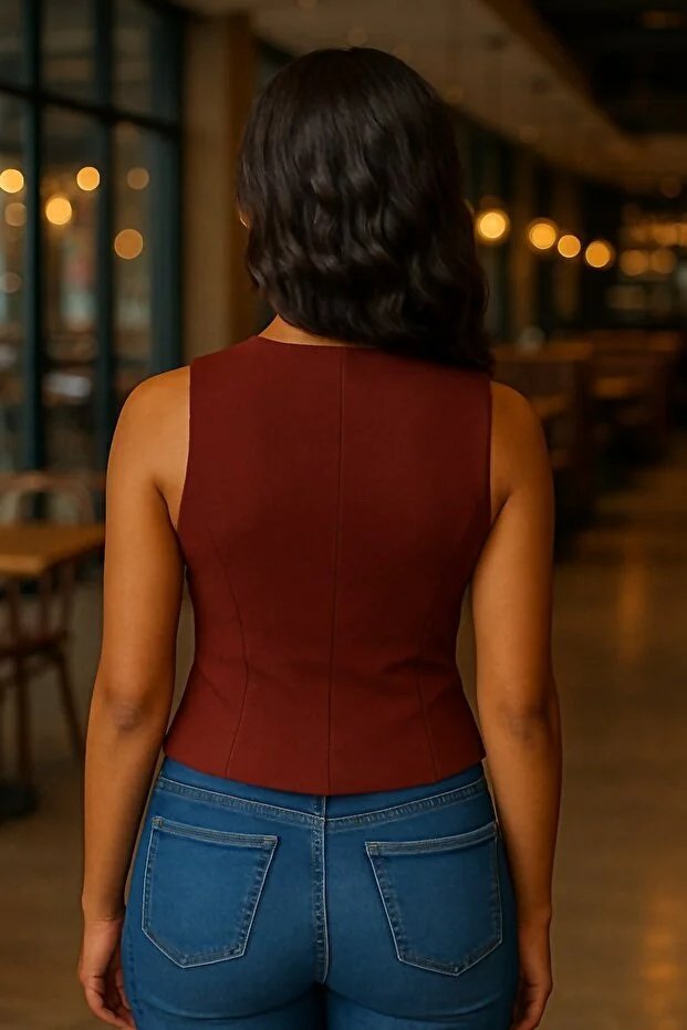 Kadın Bordo Astarlı Yelek
