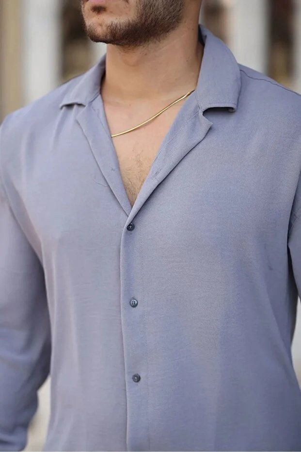 Erkek Siyah Bol Kesim Dokulu Oversize Salaş Ayrobin Gömlek