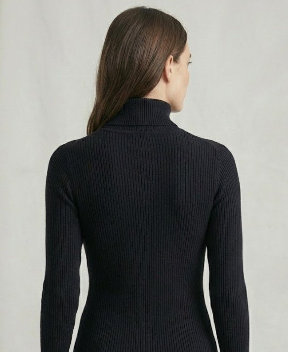 Kadın Siyah Balıkçı Yaka Slim Fit Kaşkorse Kazak